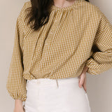 Pehr-Gingham Women's Blouse-Dijon-2