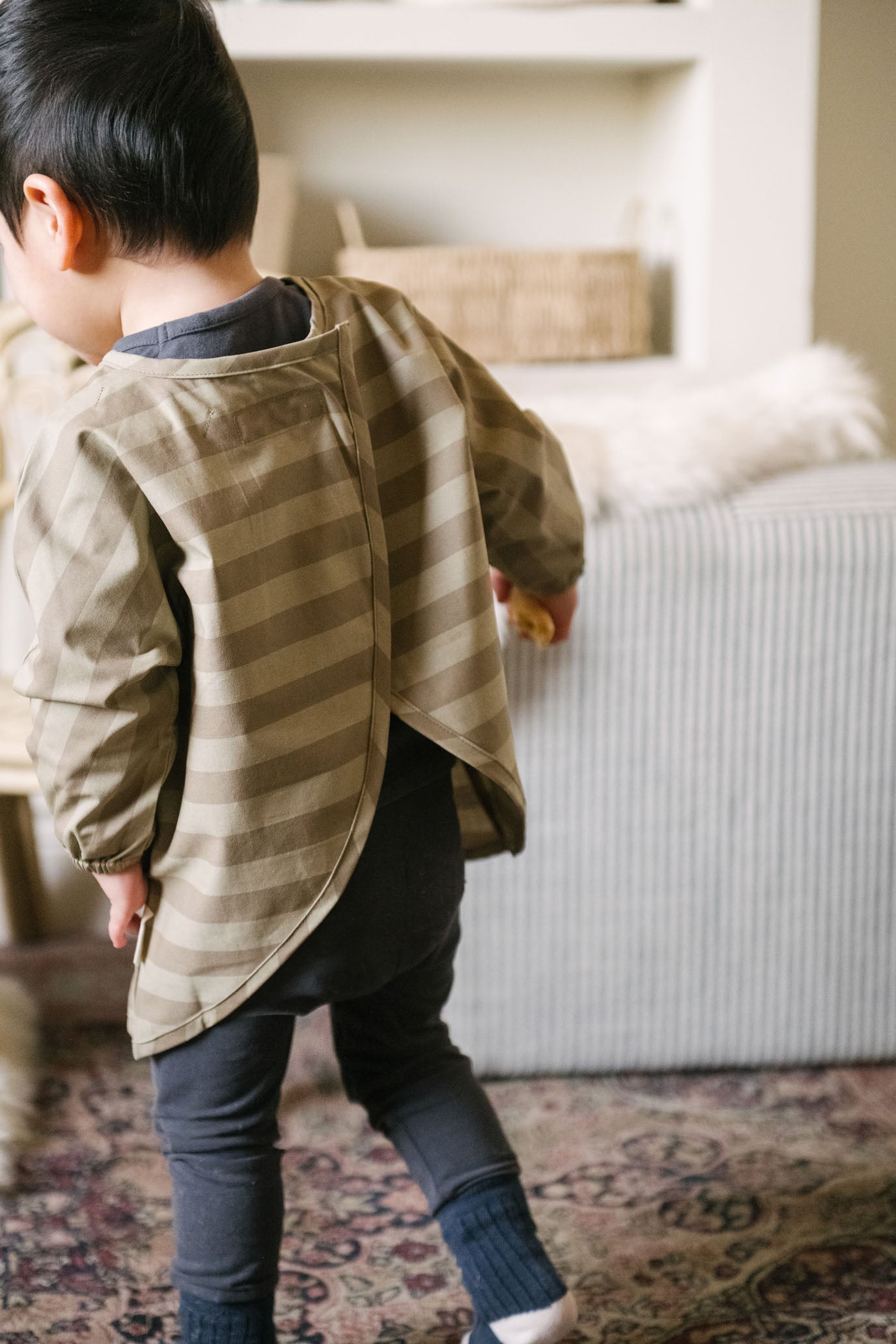 Water-Repellent Baby Smock - Moss Stripe