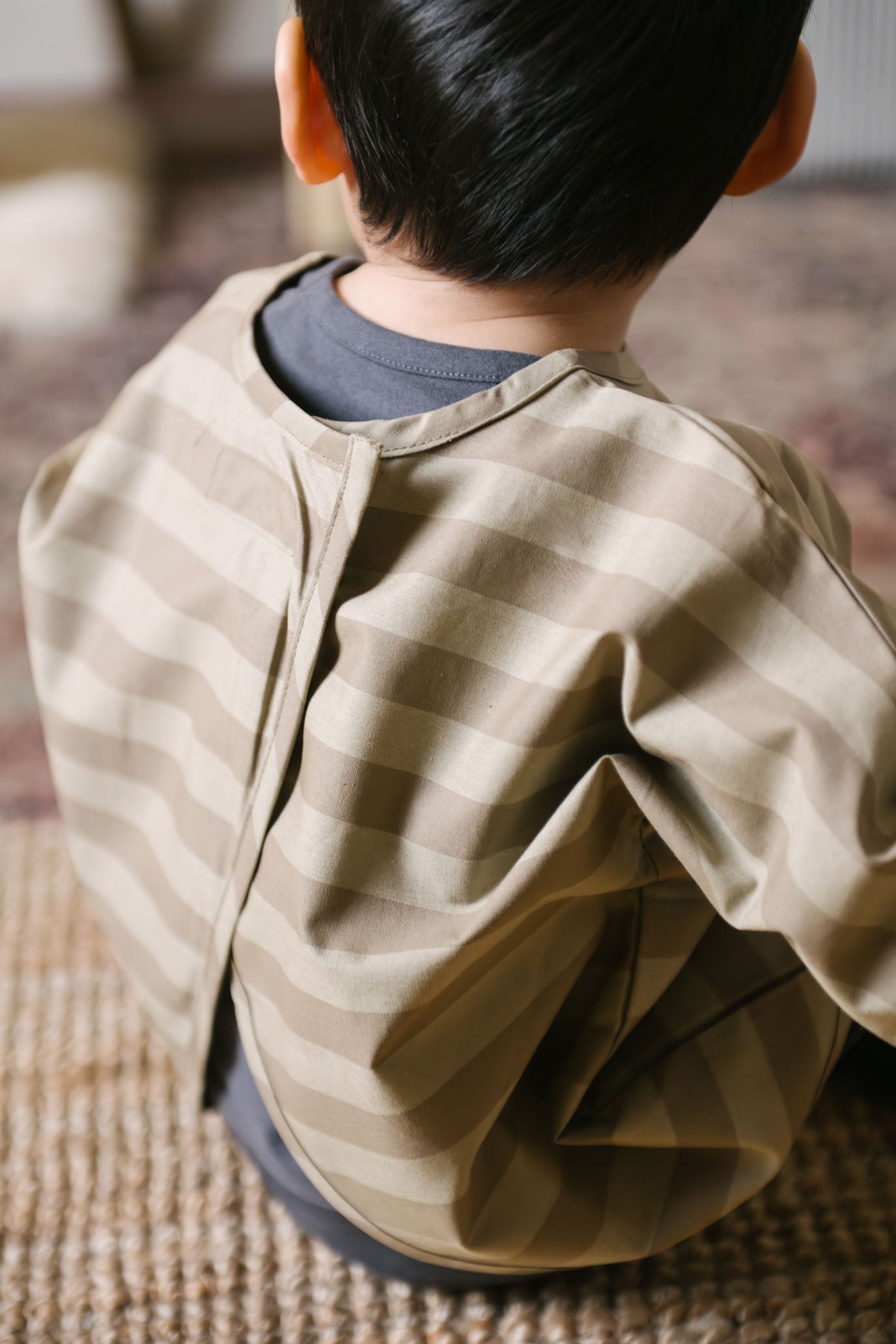 Water-Repellent Baby Smock - Moss Stripe