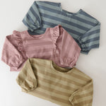 Water-Repellent Baby Smock - Moss Stripe