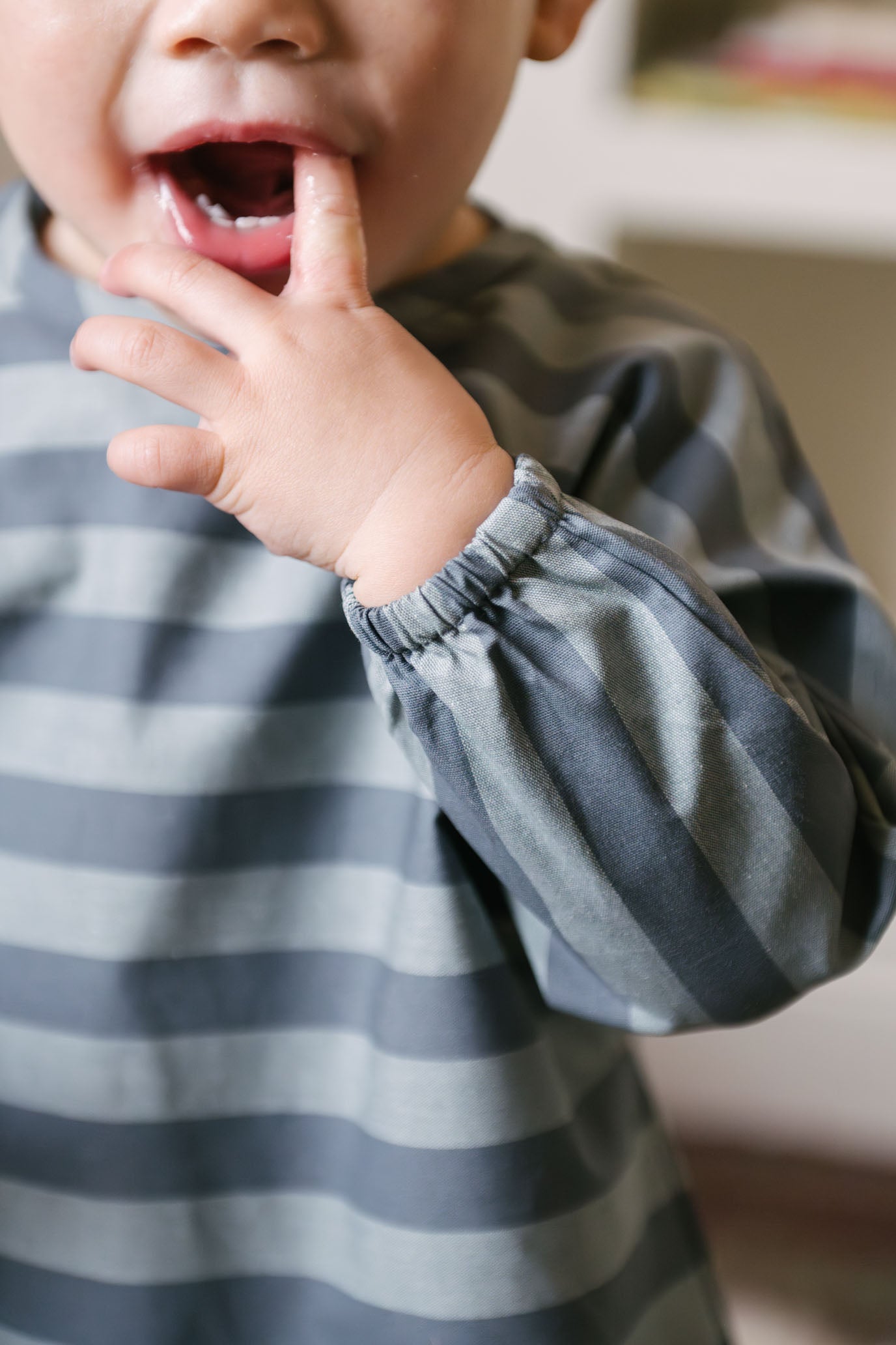 Water Repellent Baby Smock - Indigo Stripe