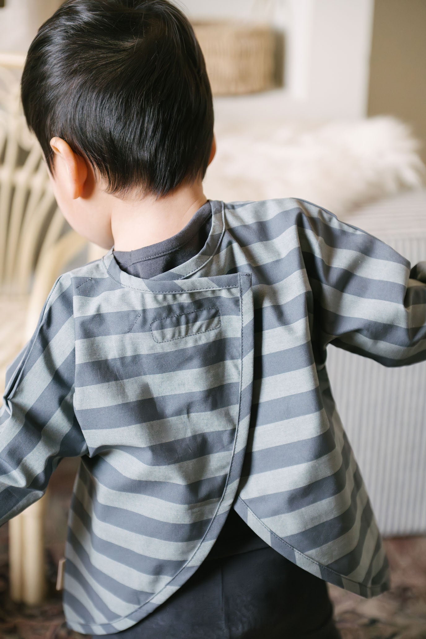 Water Repellent Baby Smock - Indigo Stripe