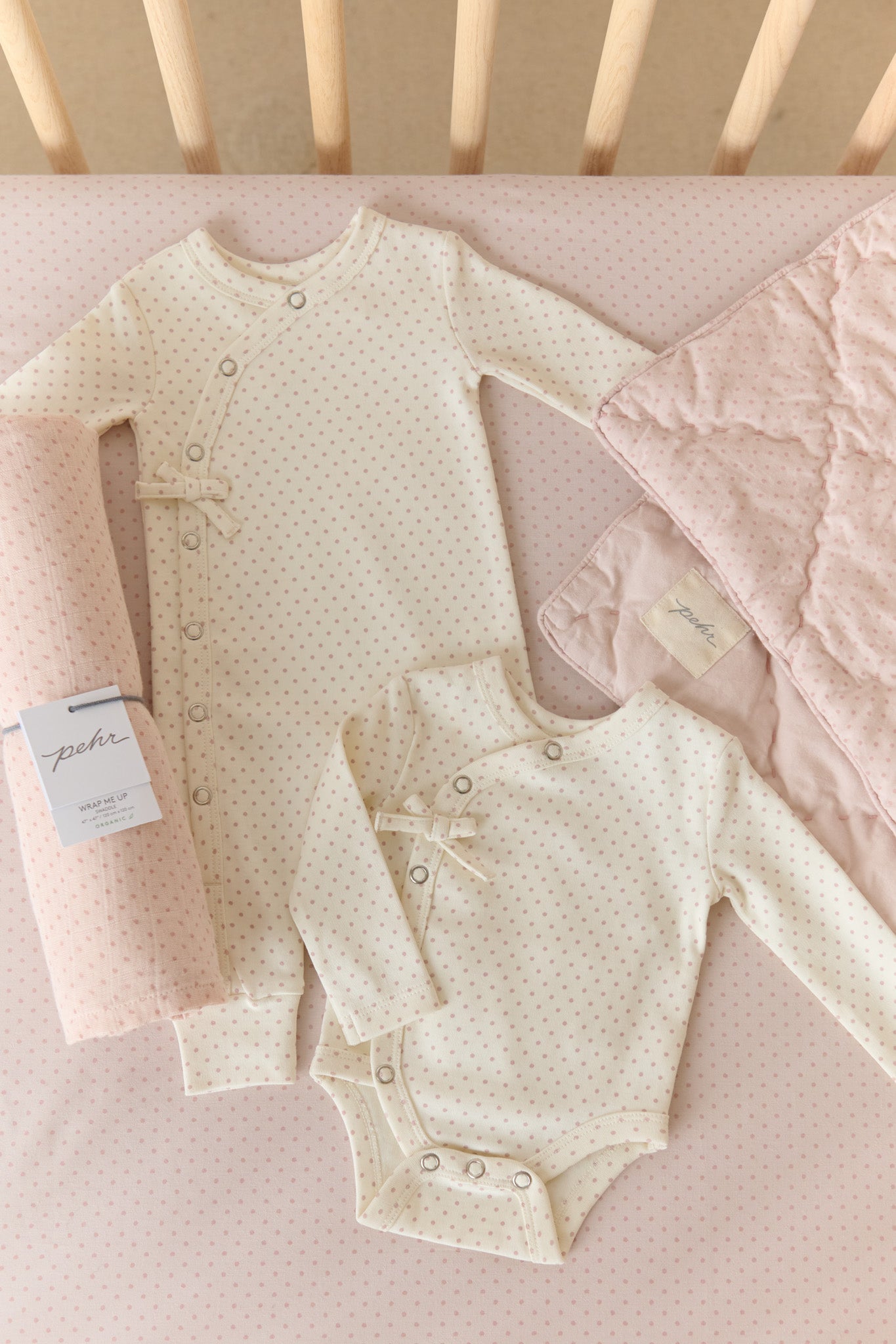 Pehr-Pin Dot Swaddle- Pin Dot Peony-3