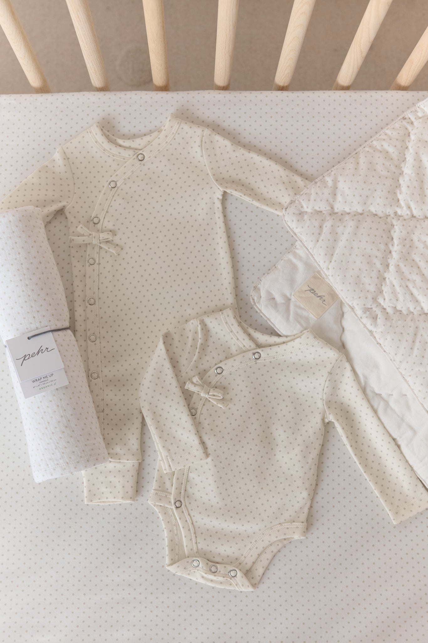 Pehr-Pin Dot Swaddle- Pin Dot Pebble-3