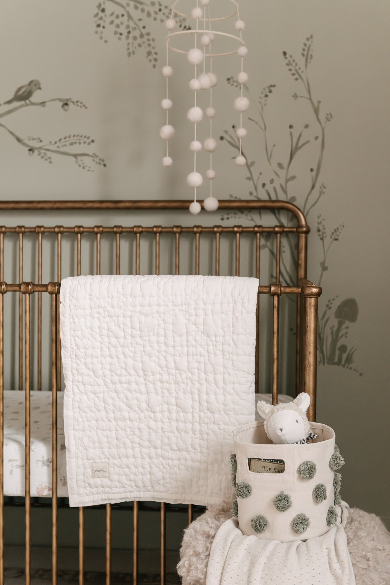 Pom Pom Basket - Mini - Sage