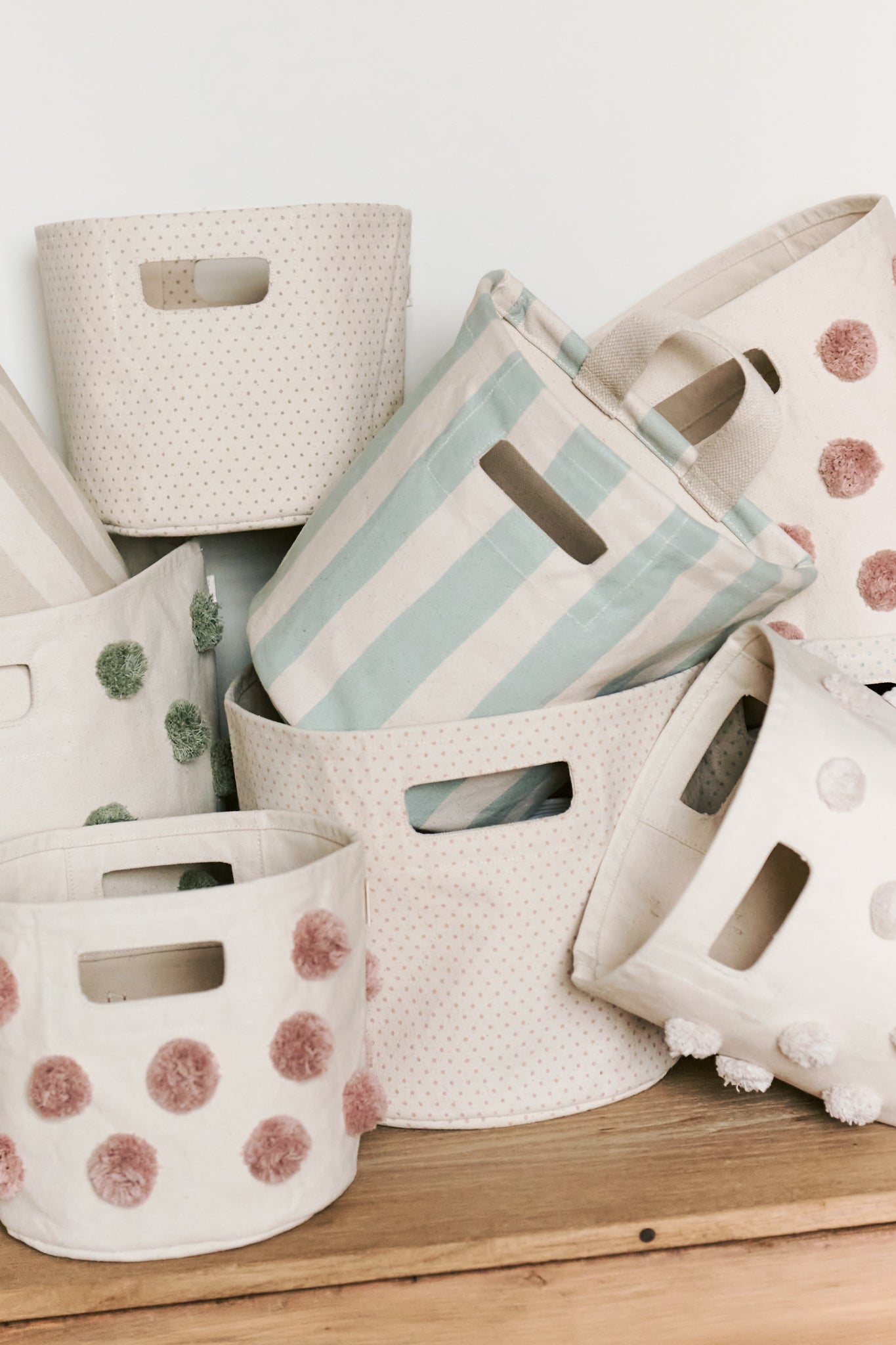 Pom Pom Basket - Mini - Sage