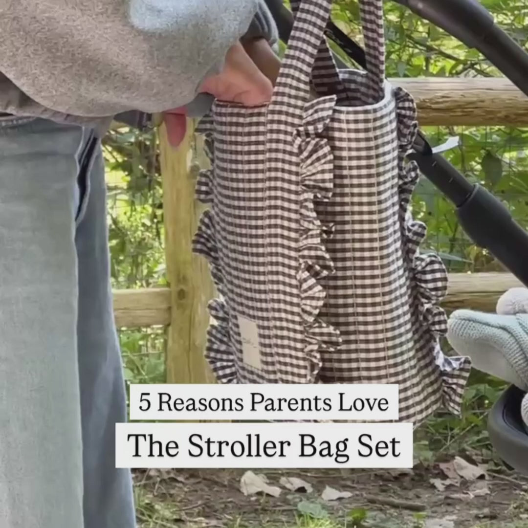 Pehr-Bucket Stroller Organizer Set-Gingham Indigo-2