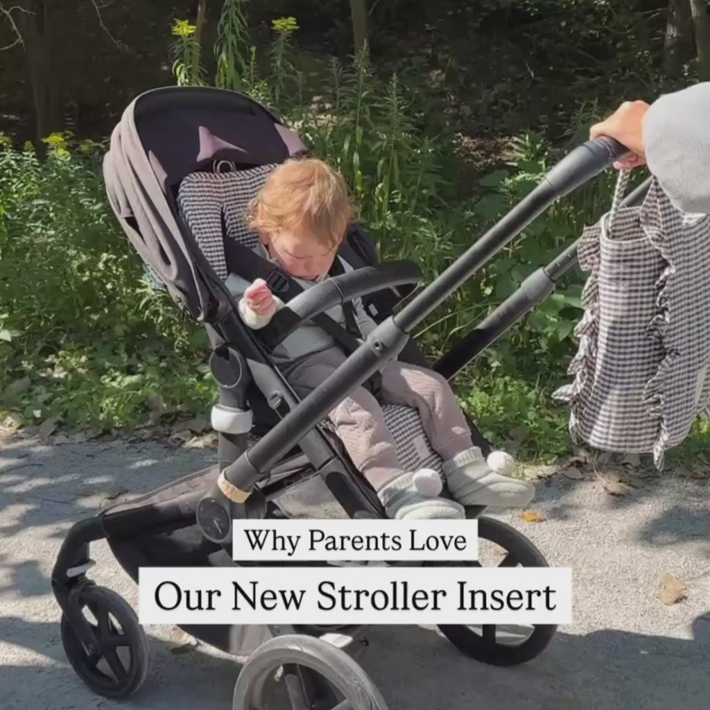 Pehr-Reversible Stroller Insert-Gingham Mulberry/Sherpa-2